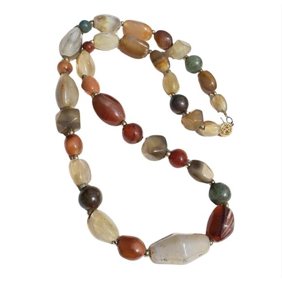 Vintage Multi Gemstone Beaded Necklace Heavy - Picture 1 of 4